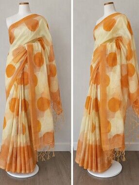🖤 Polka Dot Kora Cotton Saree ✨ Lightweight • Elegant • Timeless Look 🌸